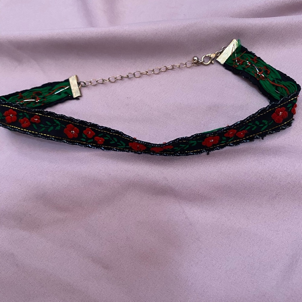 Embroidered choker